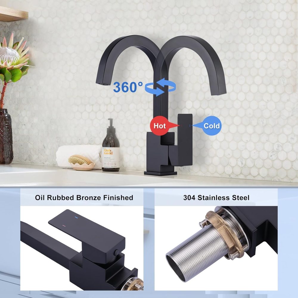 ALEASHA Matte Black Bar Sink Faucet, Bar Sink Faucet Single Hole