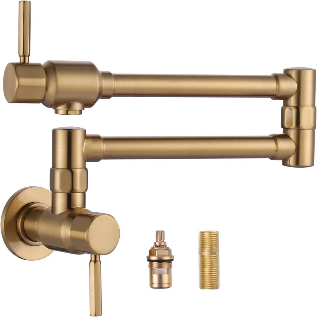 ALEASHA Solid Brass Made Wall Mount Faucet, Brushed Gold Pot Filler ...